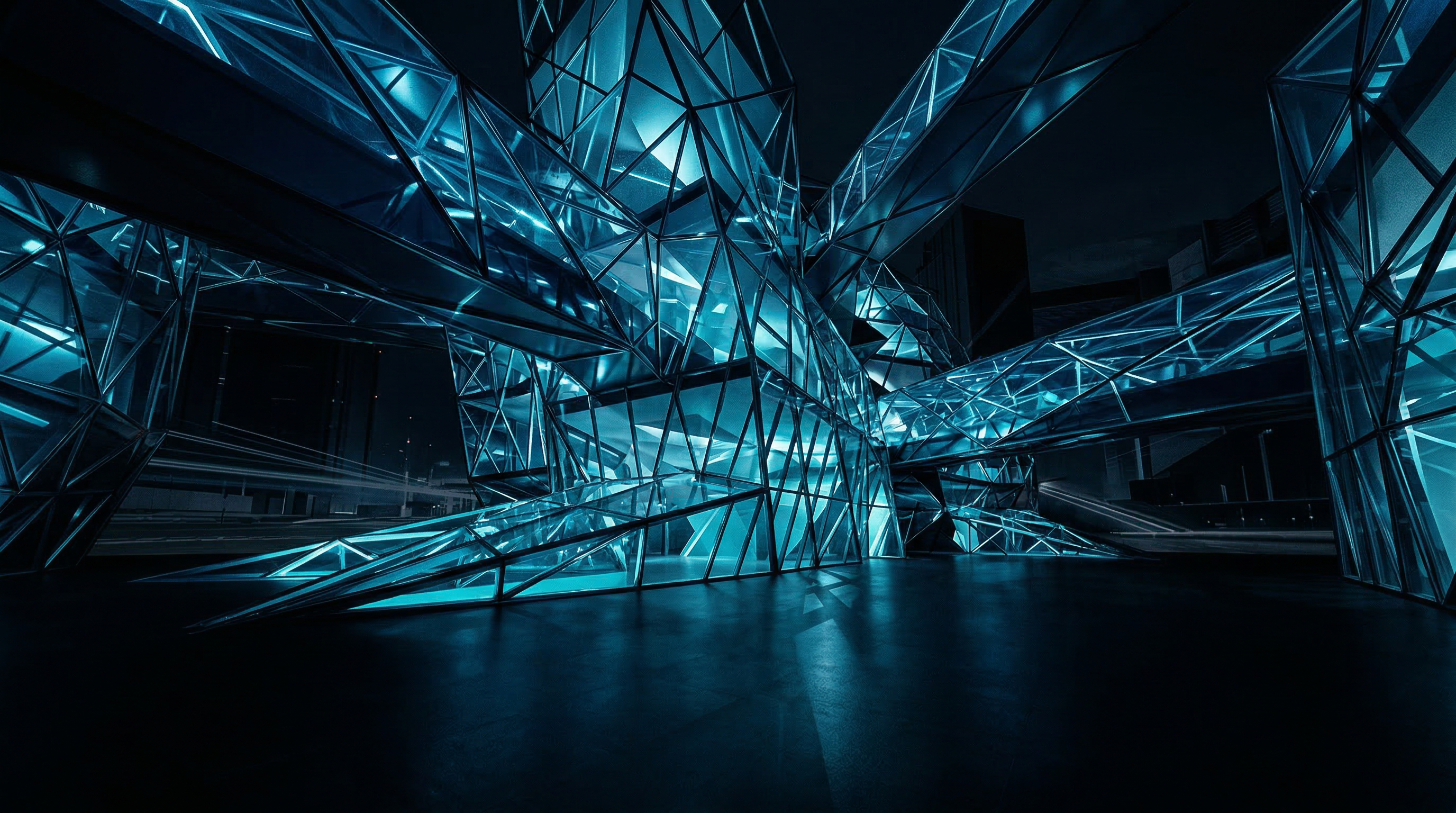 Abstract crystalline geometric structures representing AI technology